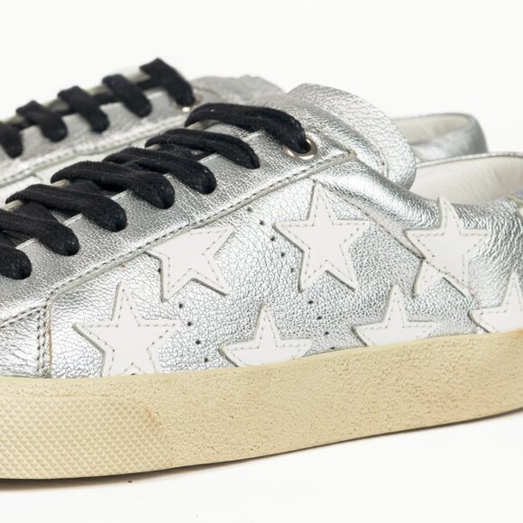 Saint Laurent Court Classic Star Metallic Silver Low-Top Sneakers - Picture 8 of 10